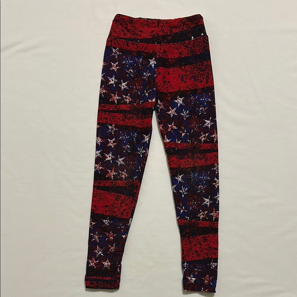 LuLaRoe Kids Patriotic Red and Blue Star Patterned Leggings